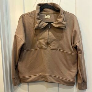 WILO The Label Women’s Bella 1/2 Zip Camel Tan‎ Pullover Sweatshirt Size XS